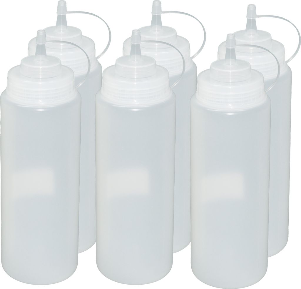 6 Stück transparente Quetschflaschen 1 Liter Dosierflasche Produktbild 1
