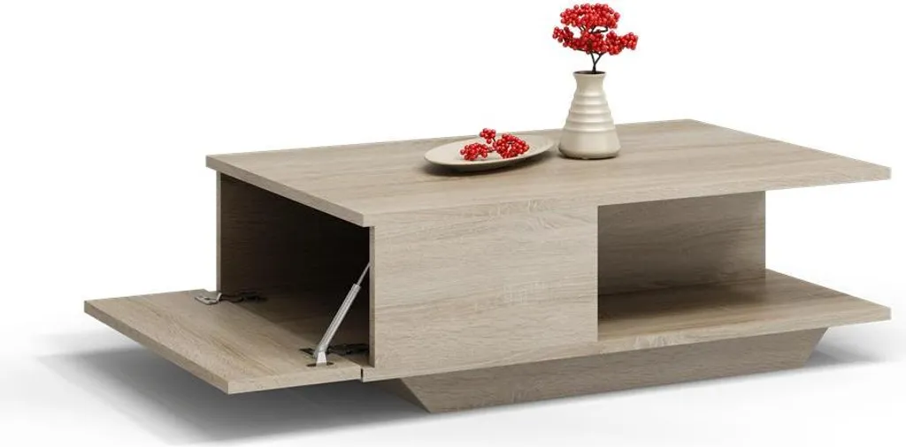 Table basse rectangulaire CUIFEN finition bois clair pour petit salon - 3