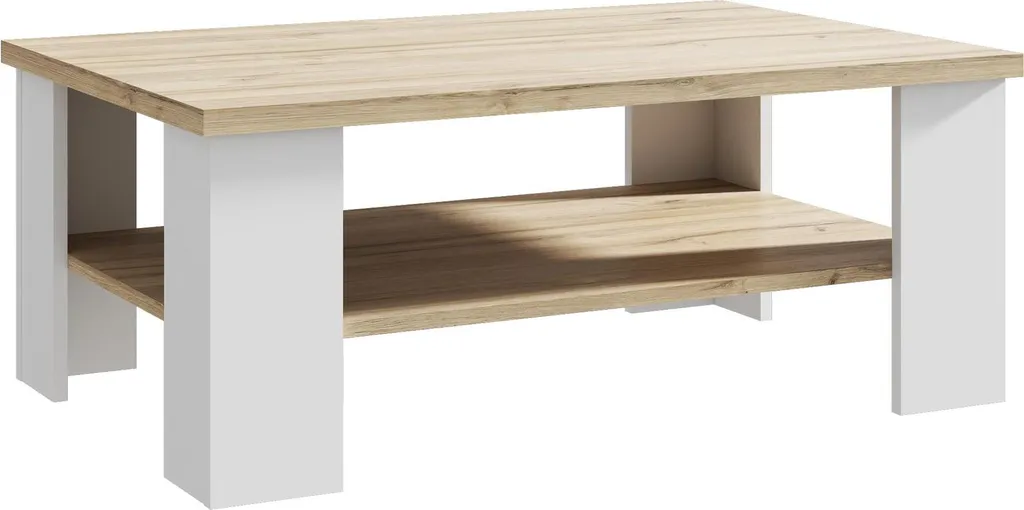 Table basse Chelles blanc mat 107 cm - Table de salon design et épurée