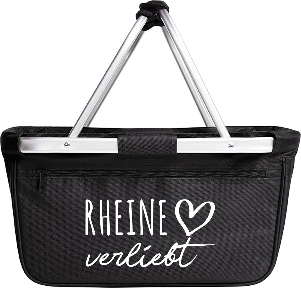 Huuraa Einkaufskorb Rheine verliebt 20 Liter Black faltbarer Tragekorb Geschenkidee