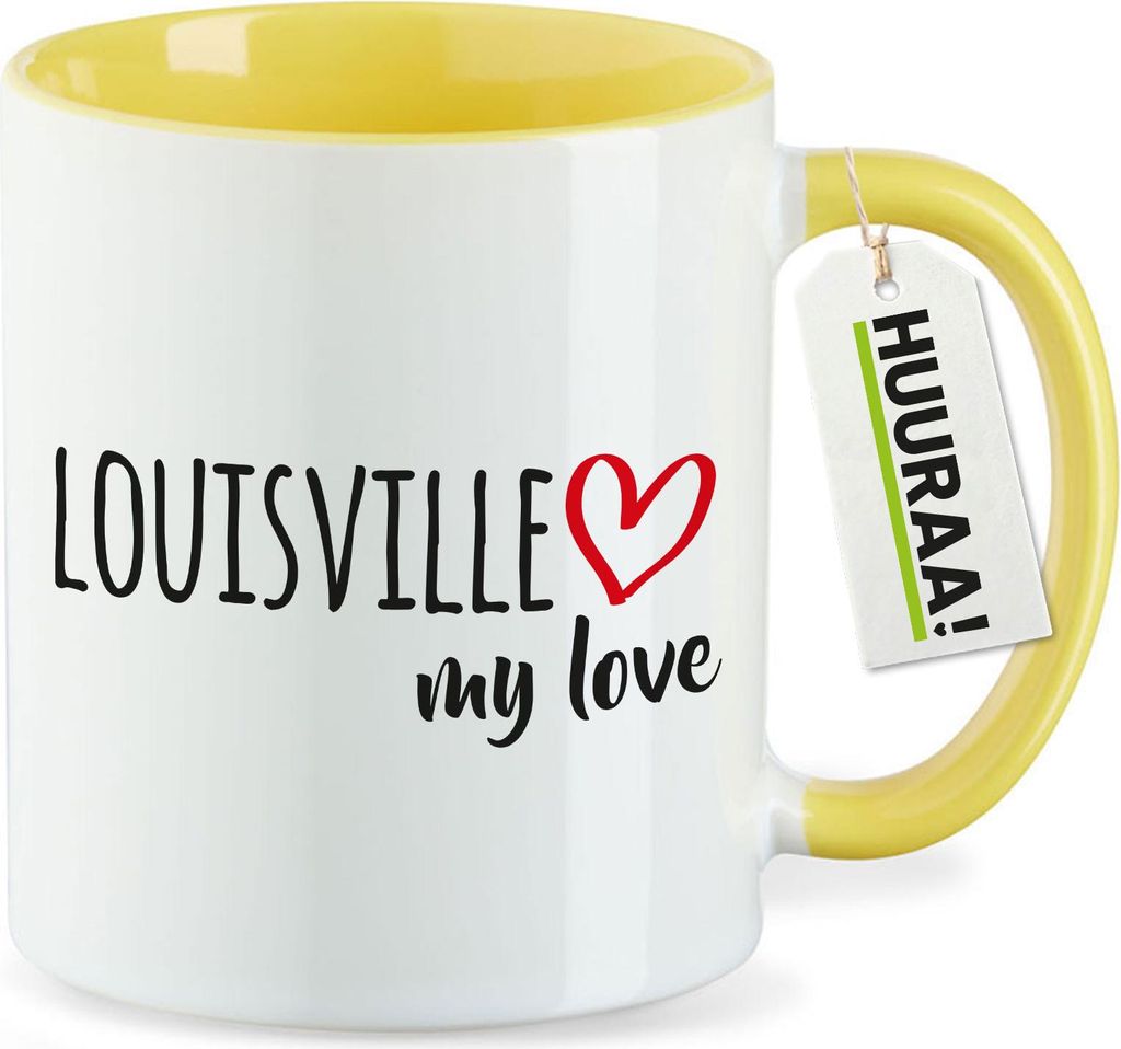 Huuraa Kaffeetasse Louisville my love 330ml Gelb Keramik Kaffeebecher Geschenkidee