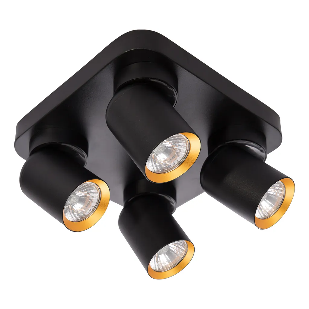 Plafoniera 4 Faretti Andy Milagro Nero Oro | Illuminazione Interni GU10 - 1