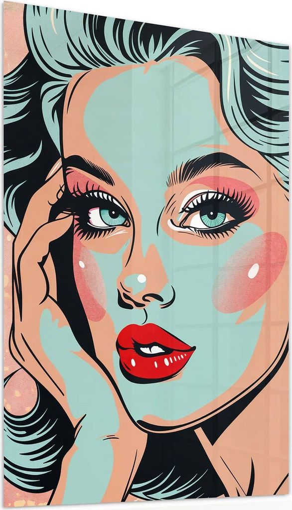 Glasbild 60x90cm in XXL für Wohnzimmer, Schlafzimmer Motiv Comic Porträt Kunst
