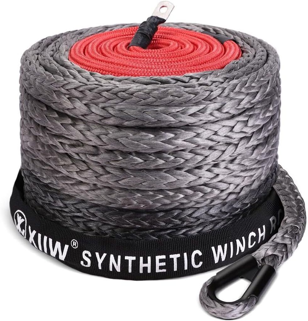 10mmx28m Synthetik-Kunststoff-Seil 9299KG UHMWPE SeilWinde 12Strand mit Schutzhüllenhaken Windenseil Forstseil Anhängerseil Fahrzeugwinde LKW ATV...