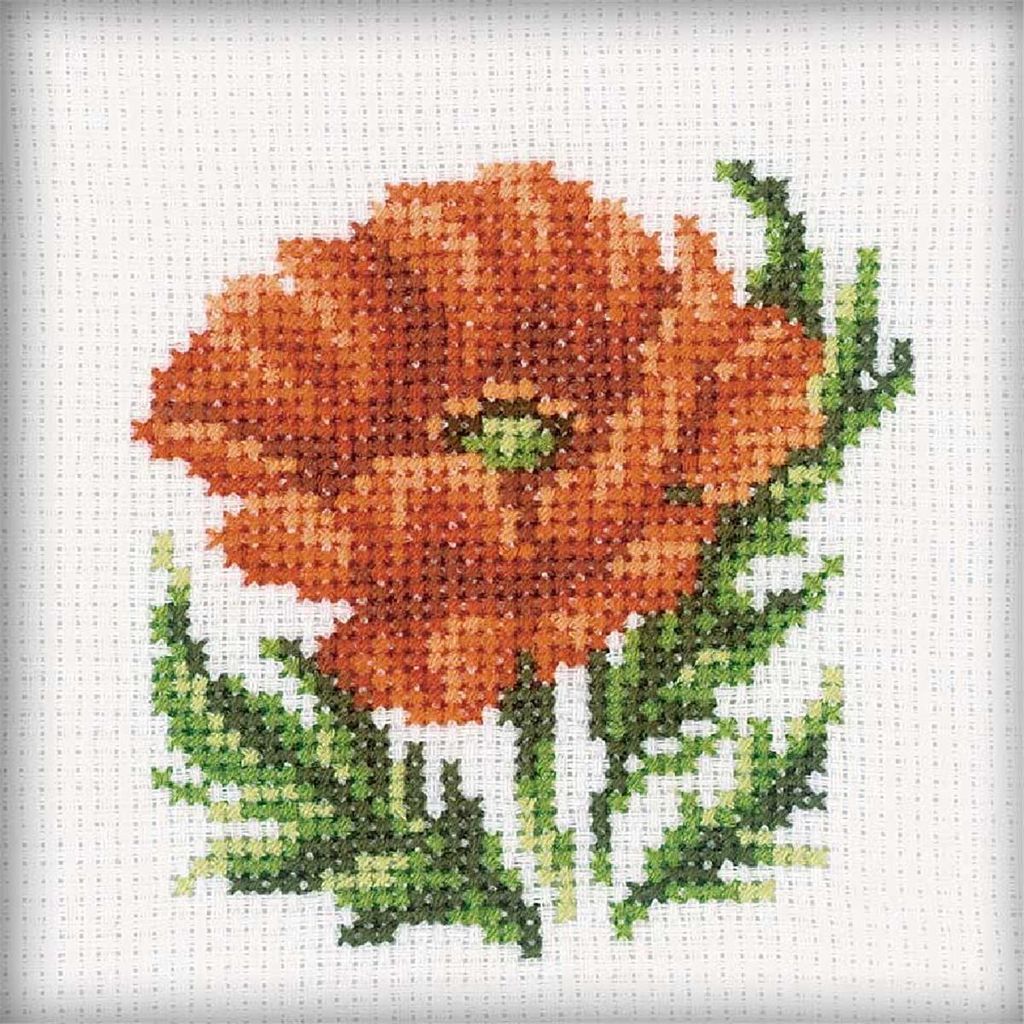 RTO Kreuzstich-Set 'Poppy' h167, Zählmuster, 10x10 cm