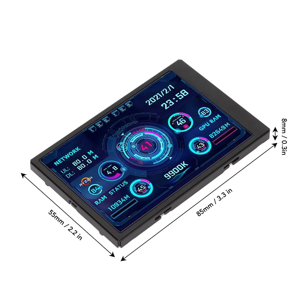 Mini Écran USB 5 Pouces IPS avec Capteurs de Température pour CPU et RAM