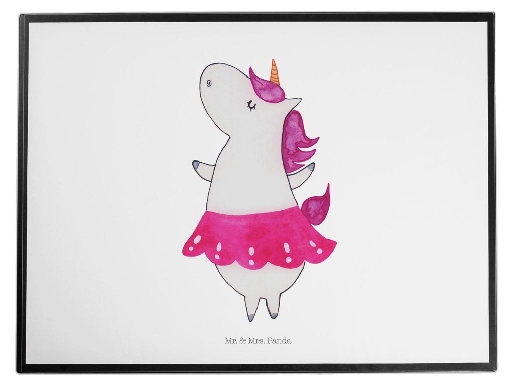 Mr. & Mrs. Panda Schreibunterlage Einhorn Ballerina - Weiß - Geschenk, Feiern, Unterlage Schreibtisch, schreibtischunterlage, Party, Deko, Spaß, ...