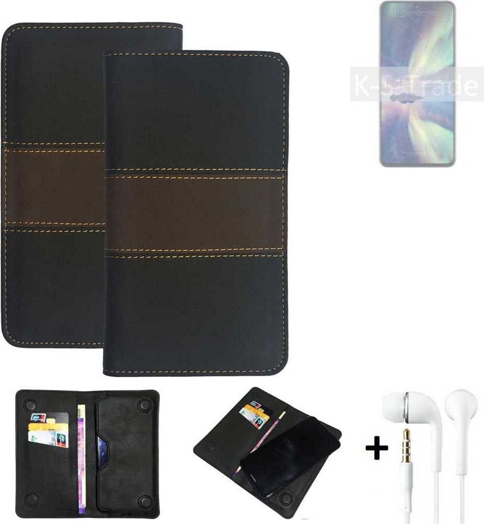 K-S-Trade Handyhülle + Kopfhörer kompatibel mit ZTE Blade V40s Schutzhülle Walletcase Bookstyle Tasche Schutz Case Hülle Wallet Cover Kunstleder