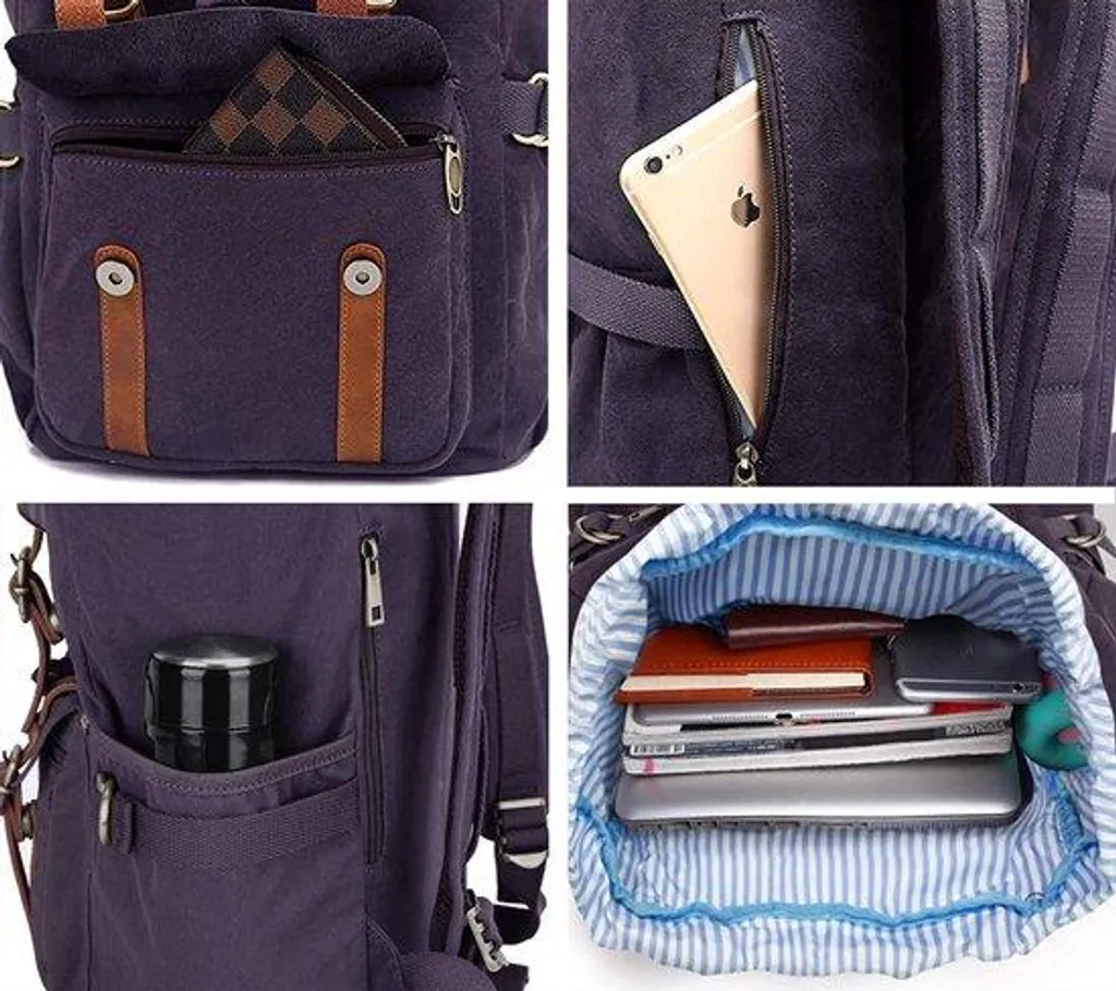 Sac de jour pratique en toile pour l'école et le bureau 15 pouces