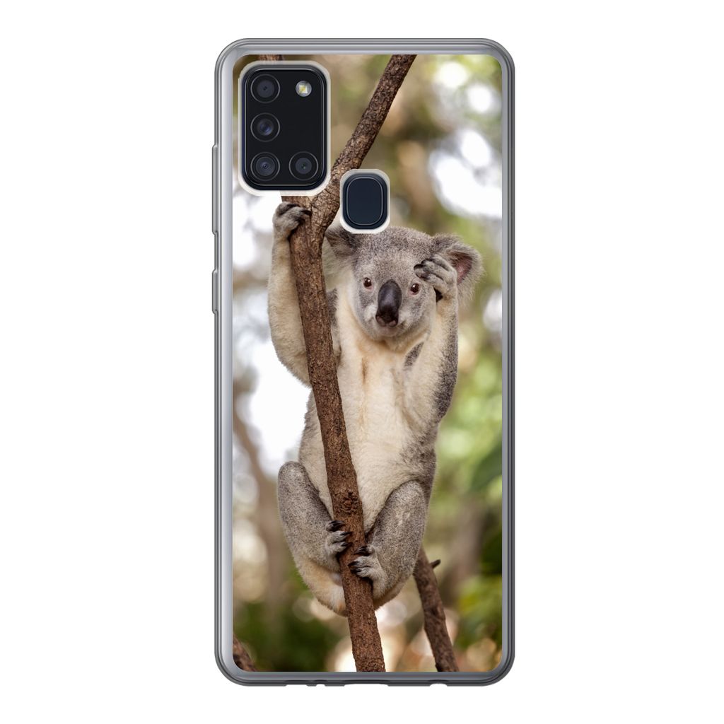 MuchoWow Handyhülle Schutzhülle Hülle für Samsung Galaxy A21s Koala - Äste - Tier - Kinder - Jungen - Mädchen Silikon Softcase Handy Hülle...