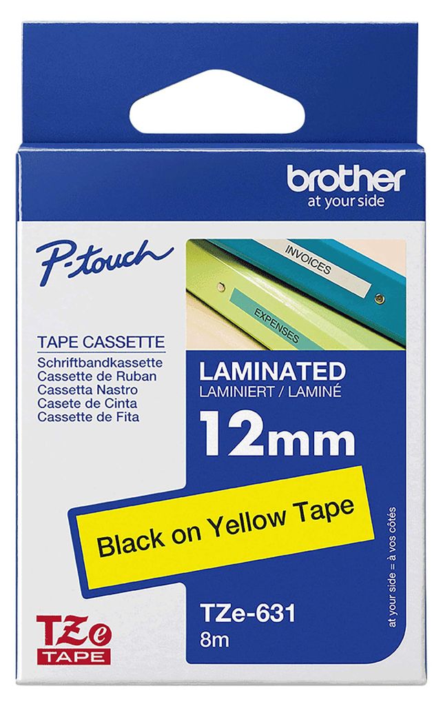 Ruban Adhésif Brother Blanc 12 Mm X 8 M - Impression Thermique Directe, Texte Noir - Pour étiqueteuses Brother - 5