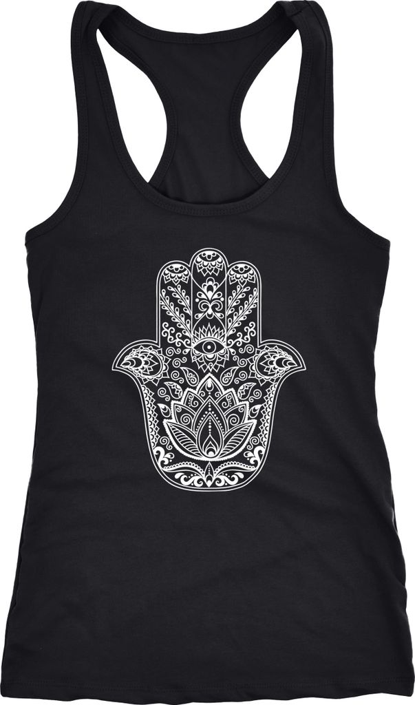 Damen Tank-Top Hamsa Fatimas Hand Boho Bohemian Ethno Racerback Neverless schwarz XL