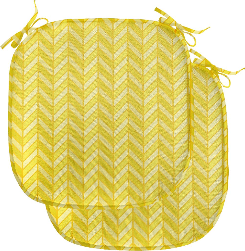 ABAKUHAUS Yellow Chevron Polster für Esszimmerstühle, Vertikal Retro, Dekoratives wasserfestes Kissen mit Riemen für Küchensitze, 40 cm x 40 cm...