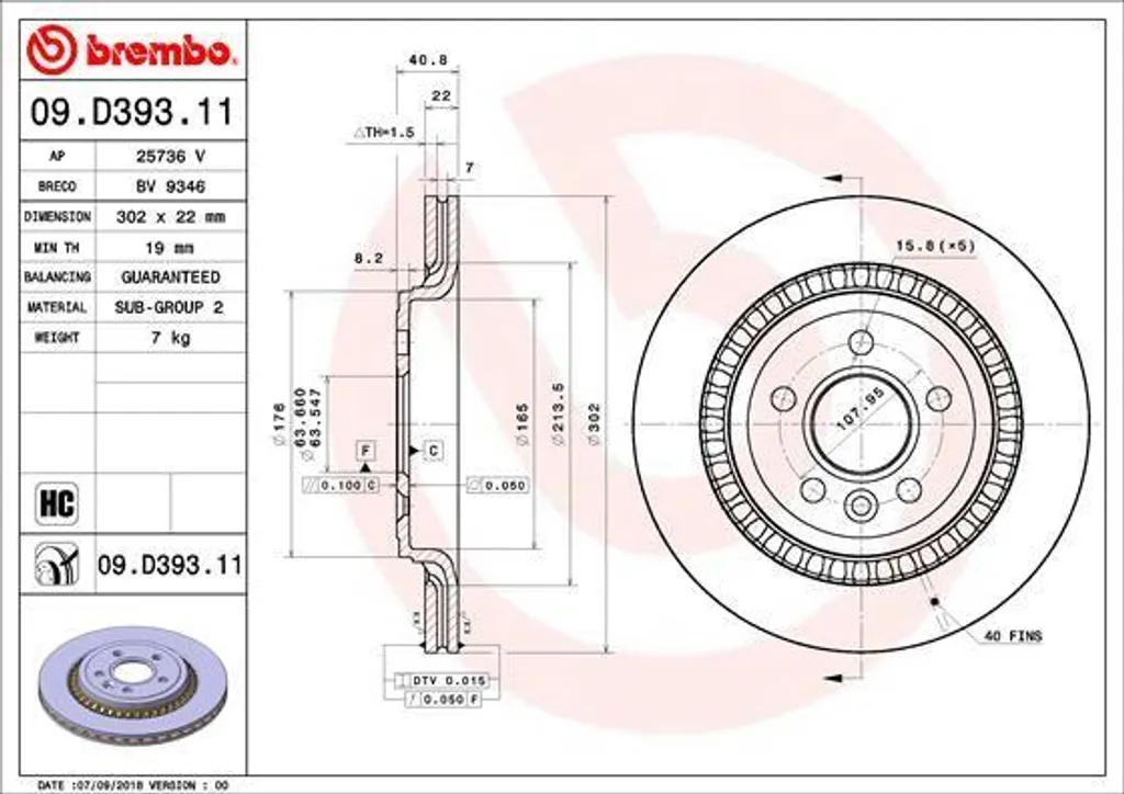 Disque de Frein Brembo 09.D393.11 à Haute Teneur en Carbone pour Volvo