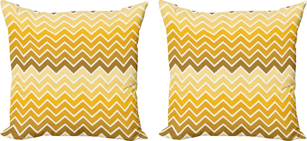 ABAKUHAUS Winkel Kissenbezug Set (2Stück), Chevron Zigzag Ombre, doppelseitiges Digitaldruckdekor mit Reißverschluss, 50 cm, Gelb Blassgelb