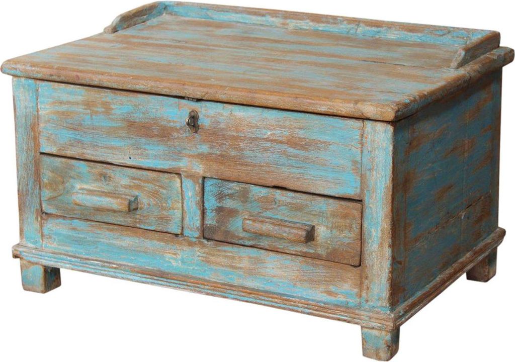 Vintage Beistellschrank, Kommode, Nachttischschrank, Flurschrank mit 2 Schubfächern - Modell 3, Mehrfarbig, Holz, 39*70*48 cm, Kleine Schränke