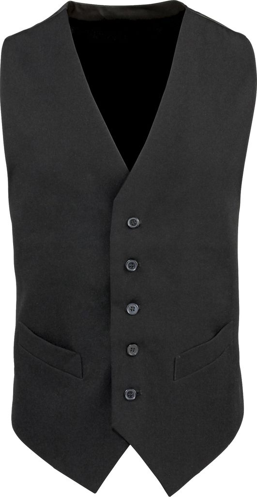 Premier Herren Weste, Polyester, gesäumt, für Gastronomie und Hotelgewerbe (2 Stück/Packung) RW6692 (2XS) (Schwarz)