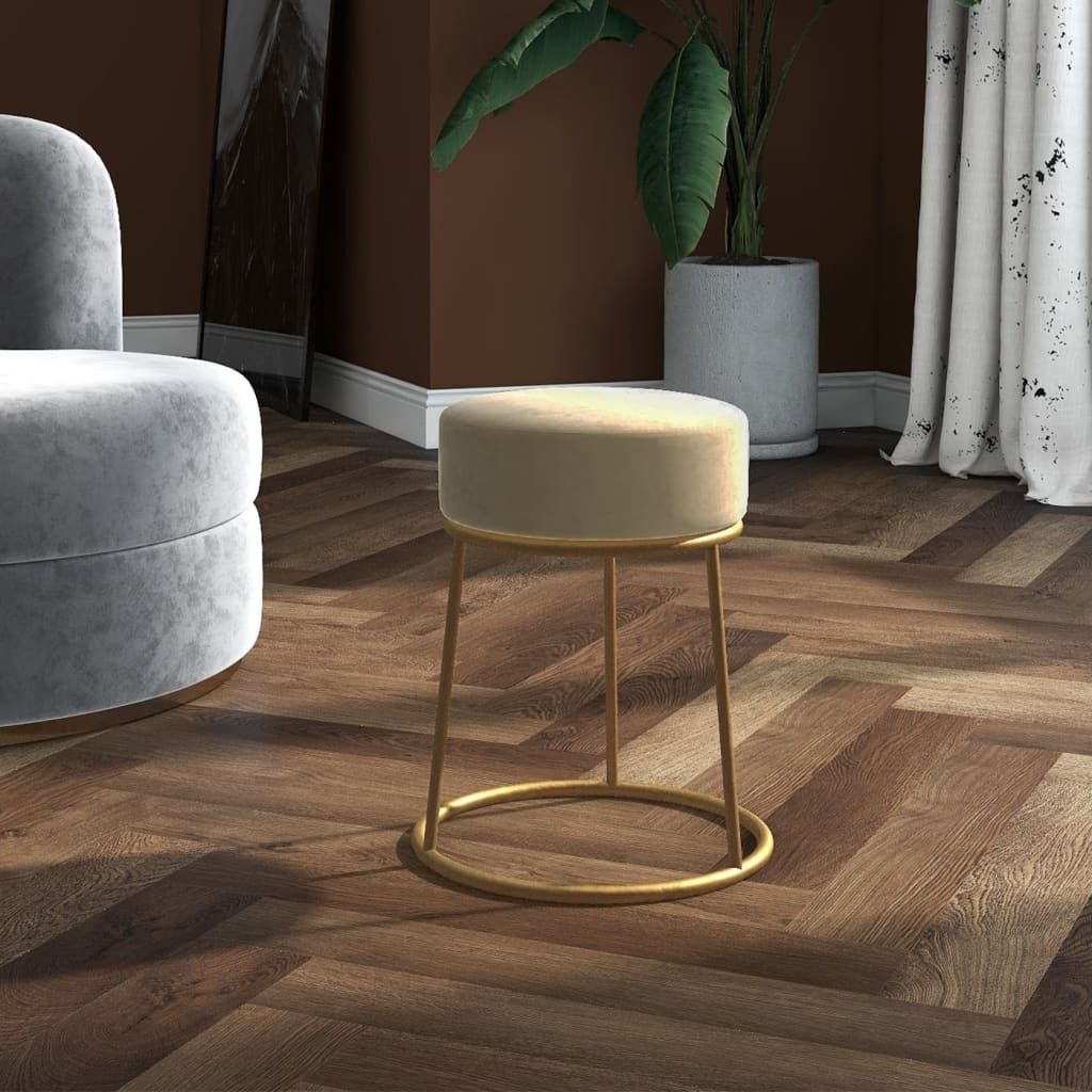 The Living Store Runder Hocker Dunkelgrau Samt