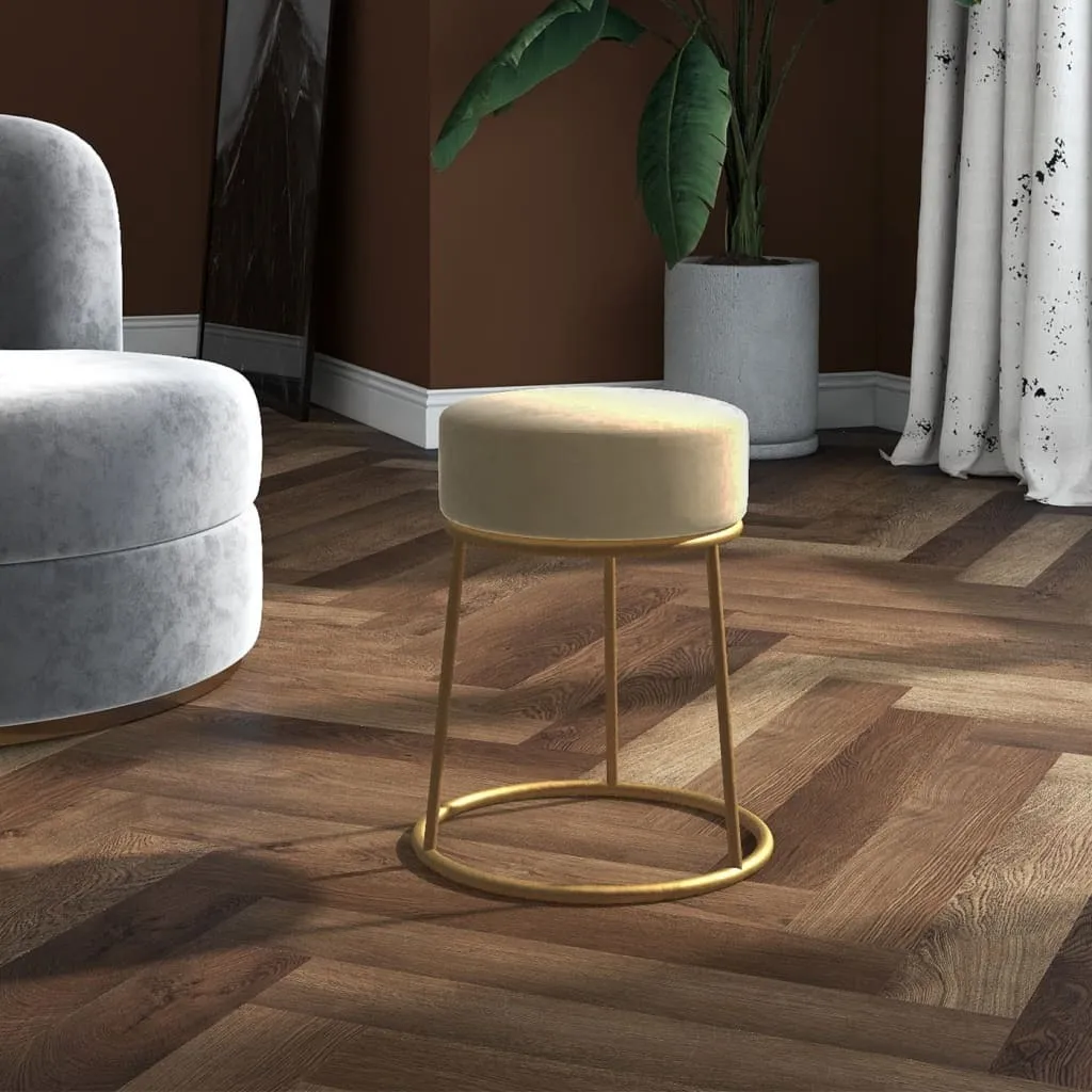 The Living Store Sgabello rotondo in velluto grigio scuro