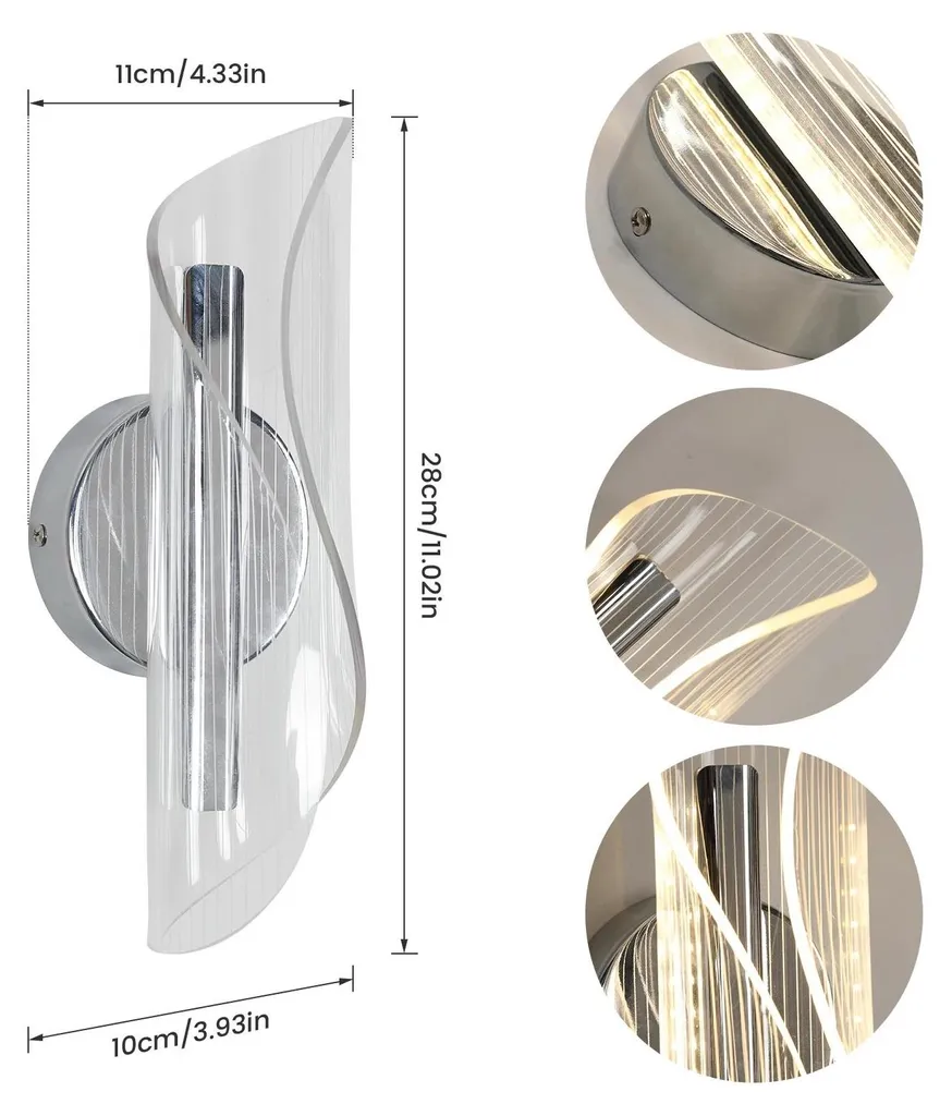 Applique murale LED 16W dimmable au design de lignes courbes modernes