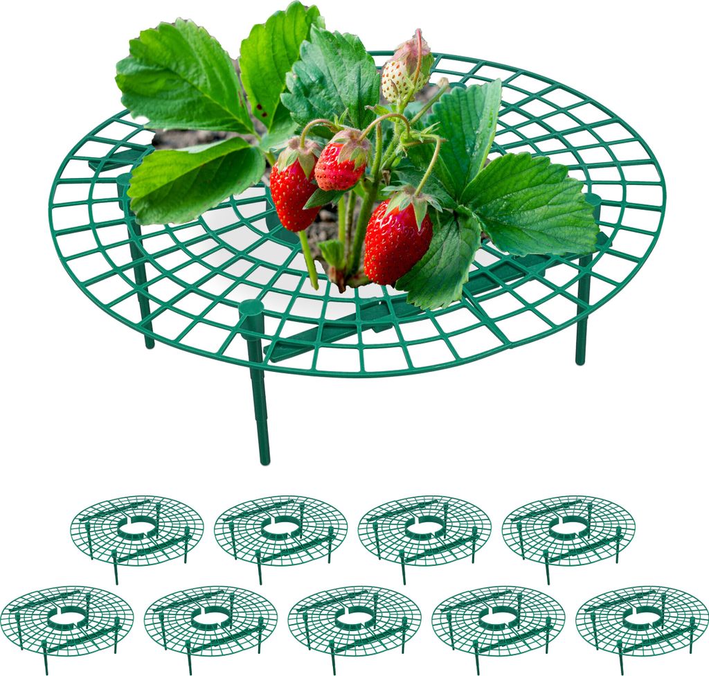 Relaxdays Erdbeerreifer, 10er Set, Schneckenschutz Produktbild 