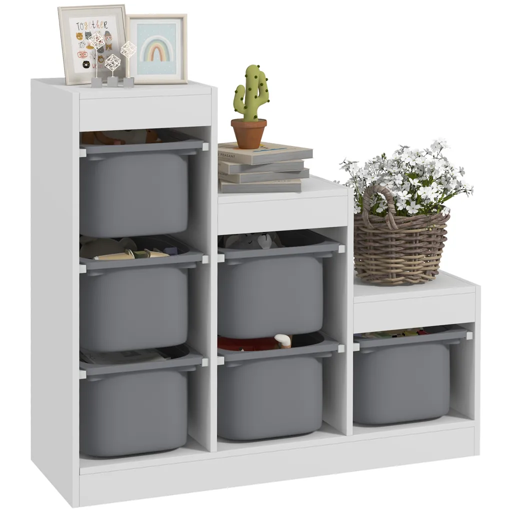 Meuble Rangement Jouets avec 6 Bacs pour Finir le Désordre au Sol