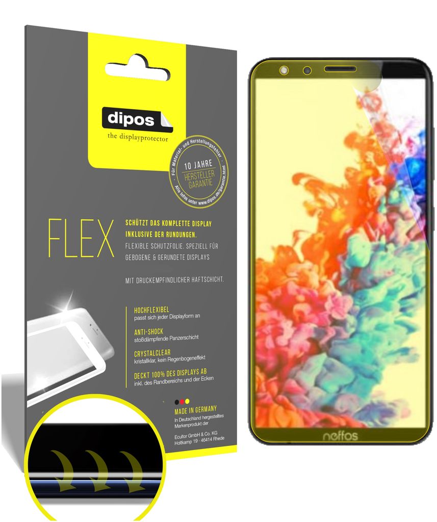 2x Schutzfolie für TP-Link Neffos C7 Lite Folie, 100% Displayabdeckung, dipos Flex