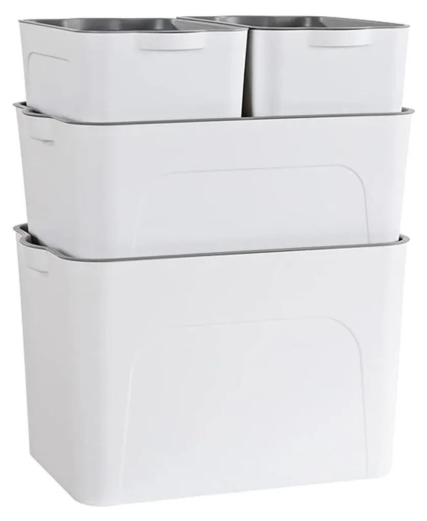 Lot de 4 bacs de rangement avec couvercle 25L 15L 5L en plastique PP