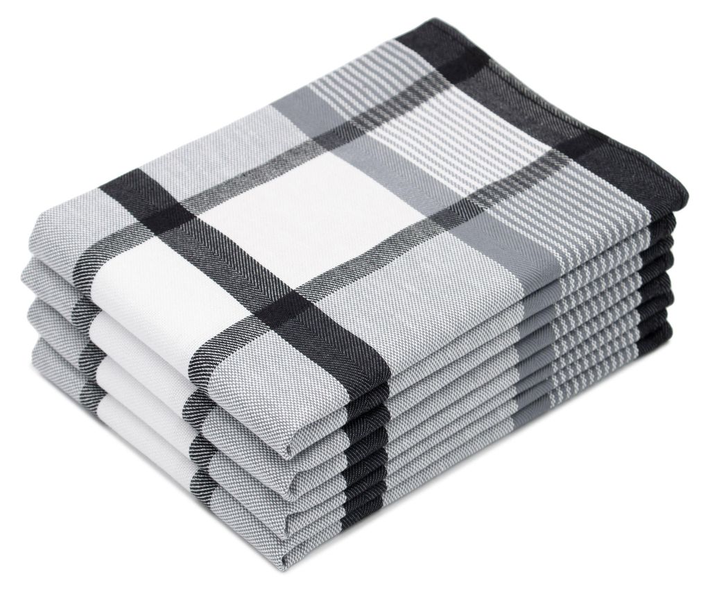 4er Set Geschirrtücher Baumwolle, 50x70 cm, schwarz-kariert Produktbild 