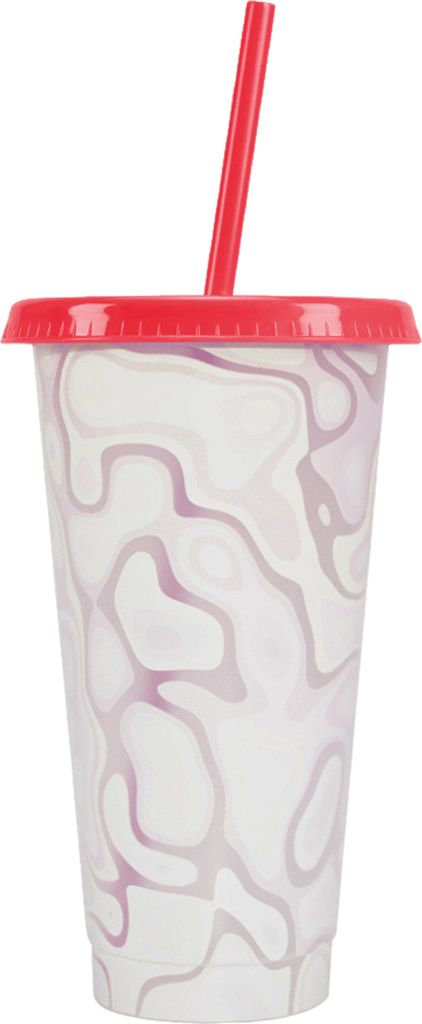 710 ml magische Farbwechselbecher mit Deckel, Strohhalmen, wiederverwendbare Becher für Erwachsene und Kinder, auslaufsichere Partybecher für Eis...