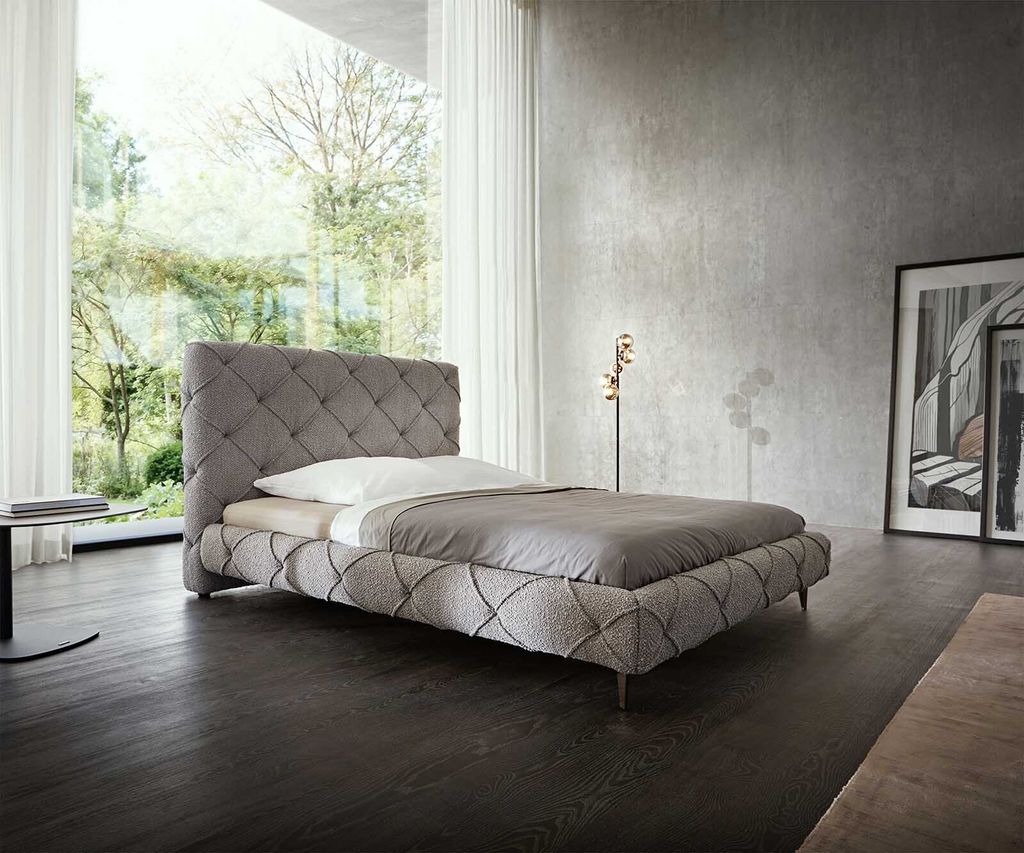 DELIFE Polsterbettgestell Nayara 140x200 cm Bouclé Produktbild 