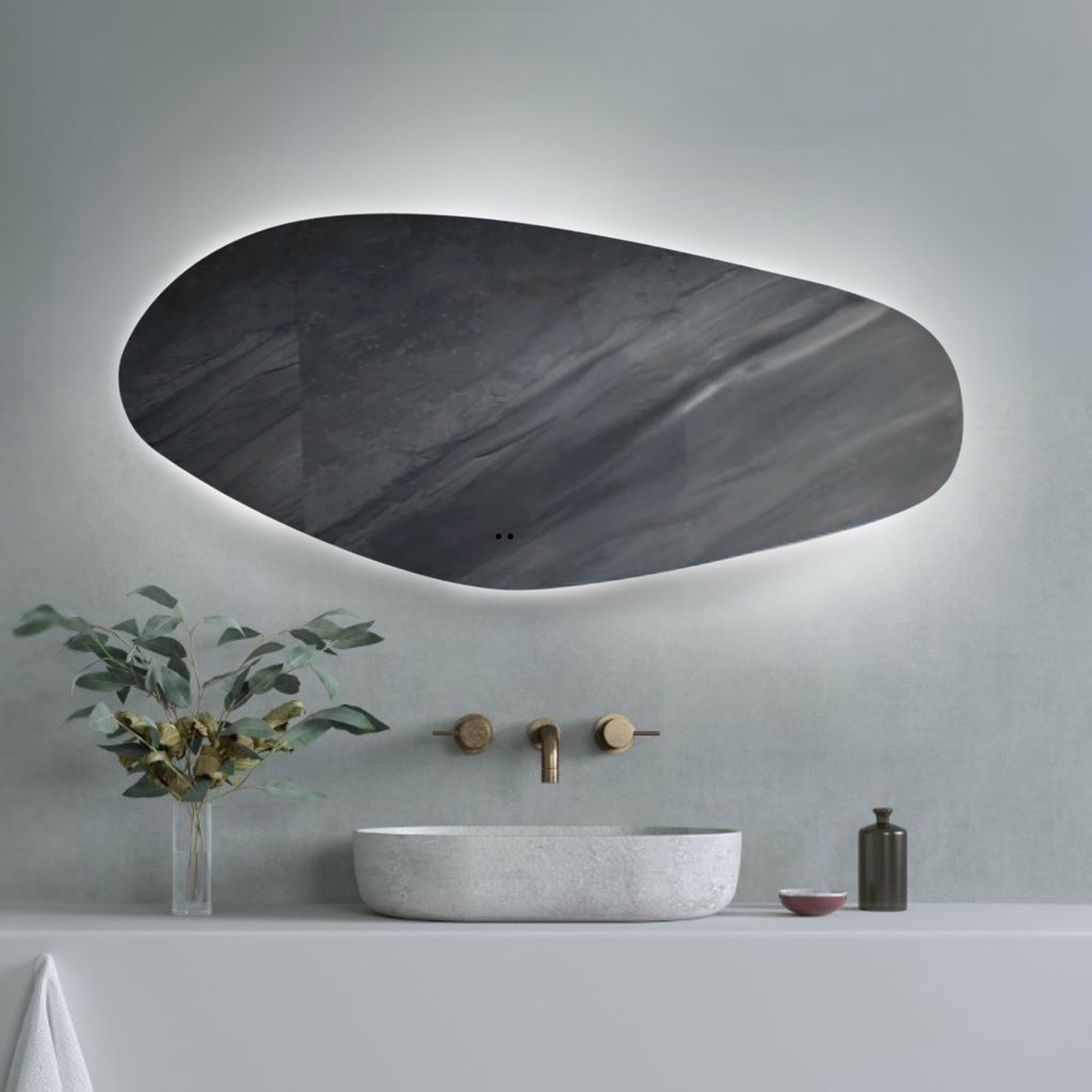 Lumoire Badspiegel mit beleuchtung – 100 cm Assymetrisch – Mit Anti-Beschlag - Infrarot Sensor