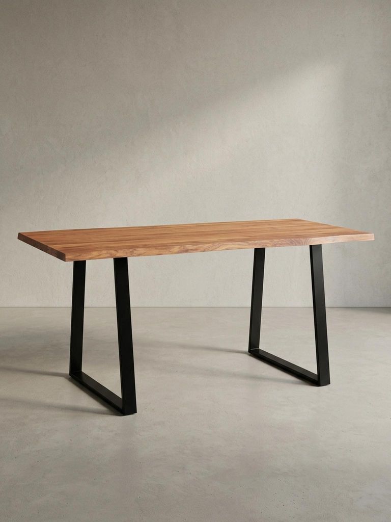Massivholz Schreibtisch | Meeting Bürotisch mit Baumkante | Konferenztisch XL | Industrial Design | Akazie Goldbraun 180x90 cm | TARN von Kadima D...
