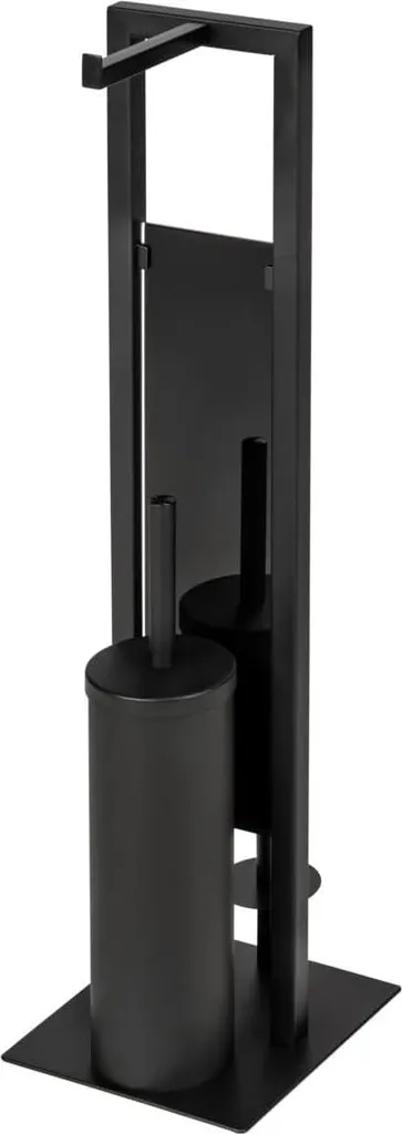 Set WC autoportant Rivalta noir pour salle de bain sans perçage - 3