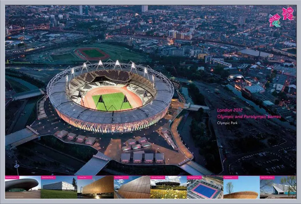 Tableau encadré Londres 2012 : Stade et cadre Shinsuke argent 61x91,5 cm