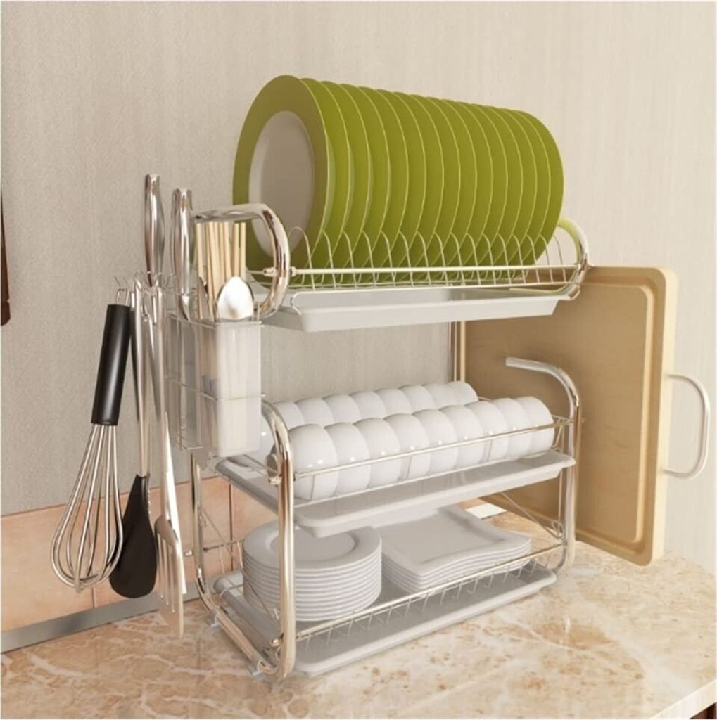 Geschirr Abtropfständer Abtropfgestell Aus Edelstahl Mit 3 Ebenen Dish Drying Rack