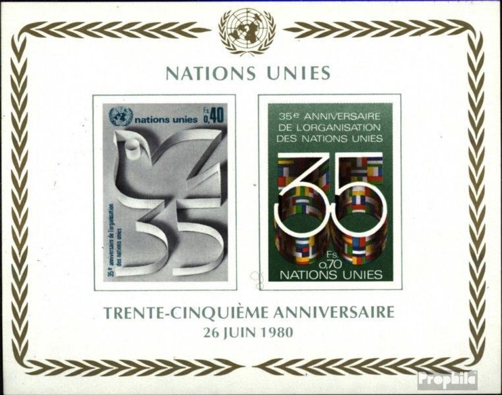 Briefmarken UNO - Genf 1980 Mi Block2 (kompl.Ausg.) gestempelt 35 Jahre UNO