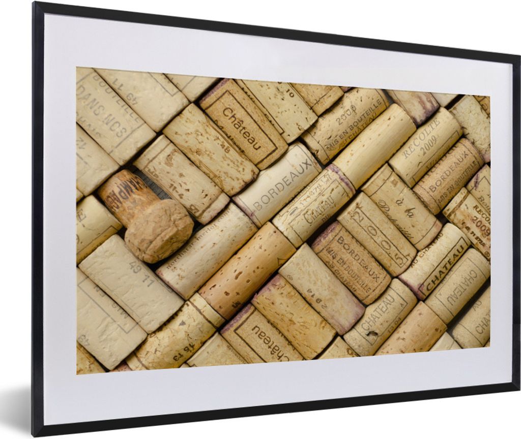 MuchoWow Gerahmtes Poster Ordentlich gefeilte Korken 60x40 cm - Poster mit Schwarzem Bilderrahmen Wandposter Rahmen Foto Bilder - Schlafzimmer - ...