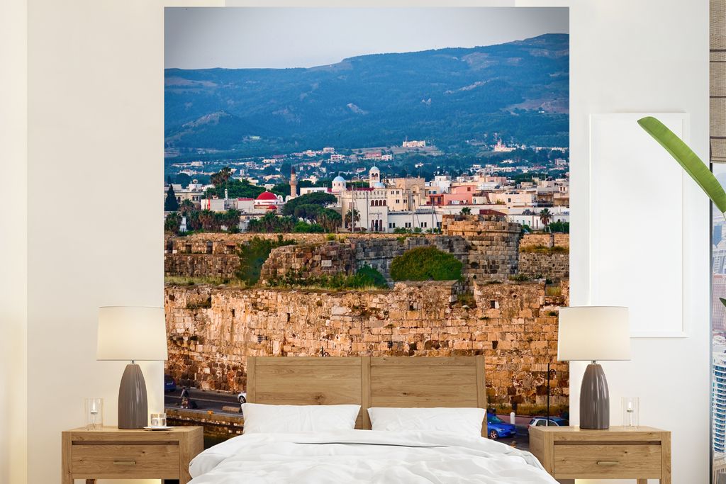 MuchoWow Fototapete für Wohnzimmer oder Schlafzimmer Wandtapete Vinyl Motivtapete Stadtbild auf der Insel Kos in Griechenland - 195x240 cm - Gem...