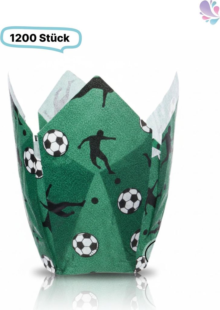 Muffin Tulip Cups, Einweg Papier- Backform, Fussball, 16x 16, 1200 Stk, to go, take away, Grün