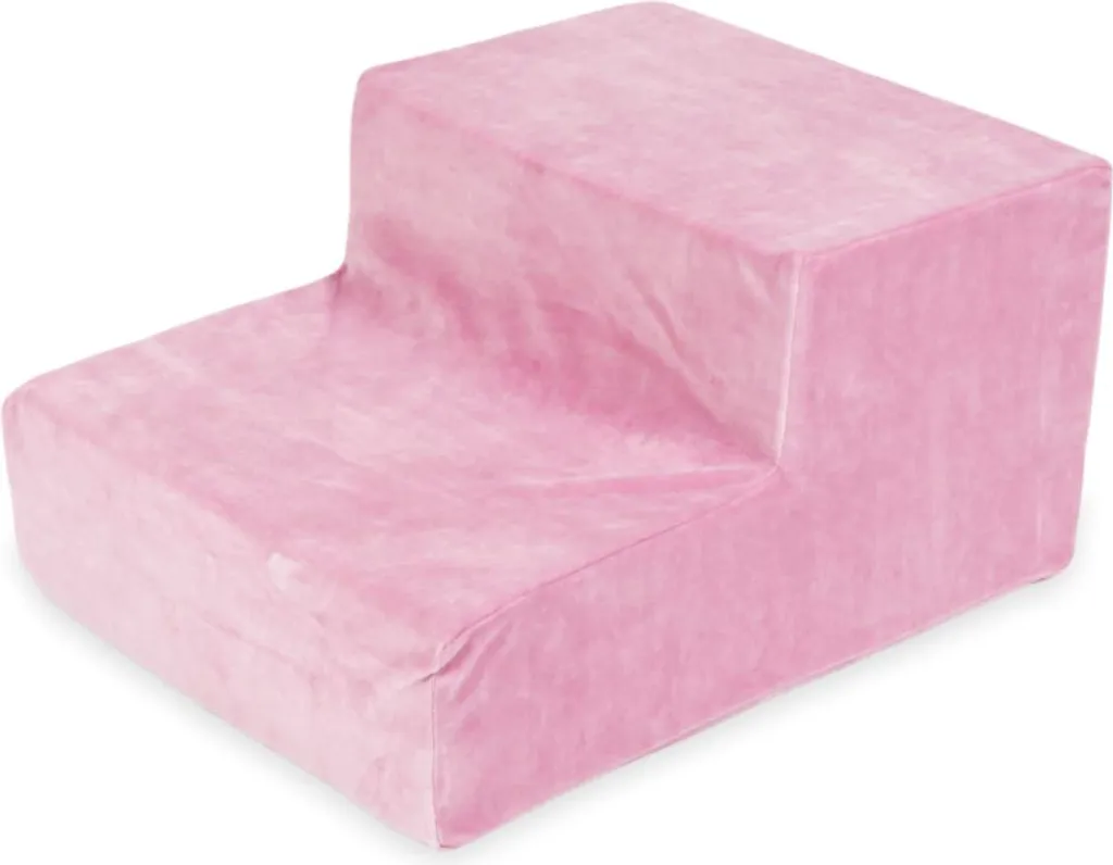 Marche de jeux mousse rose veloutée déhoussable - Confort et sécurité