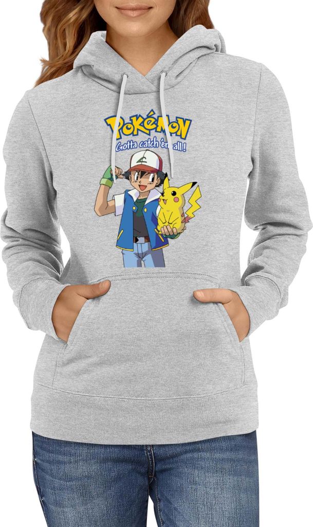 Kinder Kapuzenpullover Japan Manga Anime Comics Pokemon 012, 7-8 Jahr - 128 / Grau