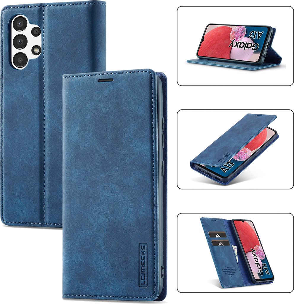 Galaxy A13 4G Hülle, Standfunktion Kartenfach Wallet Leder Schutzhülle für Samsung Galaxy A13 4G Blau