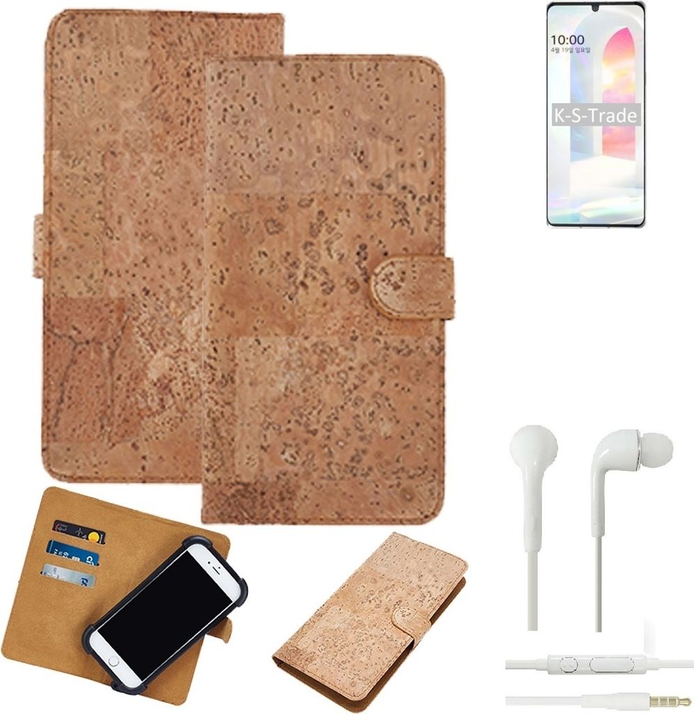 K-S-Trade Hülle kompatibel mit LG Electronics K31 + in ear Kopfhörer Kork Handyhülle Cover Schutzhülle TPU Case Bumper in Hellbraun, (1x)