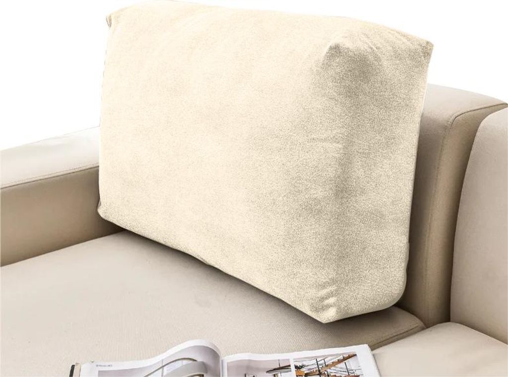 Elastischer Velours-Bezug für Rückenlehne und Rückenkissen von Sofa & Ecksofa in Creme – Schonbezug