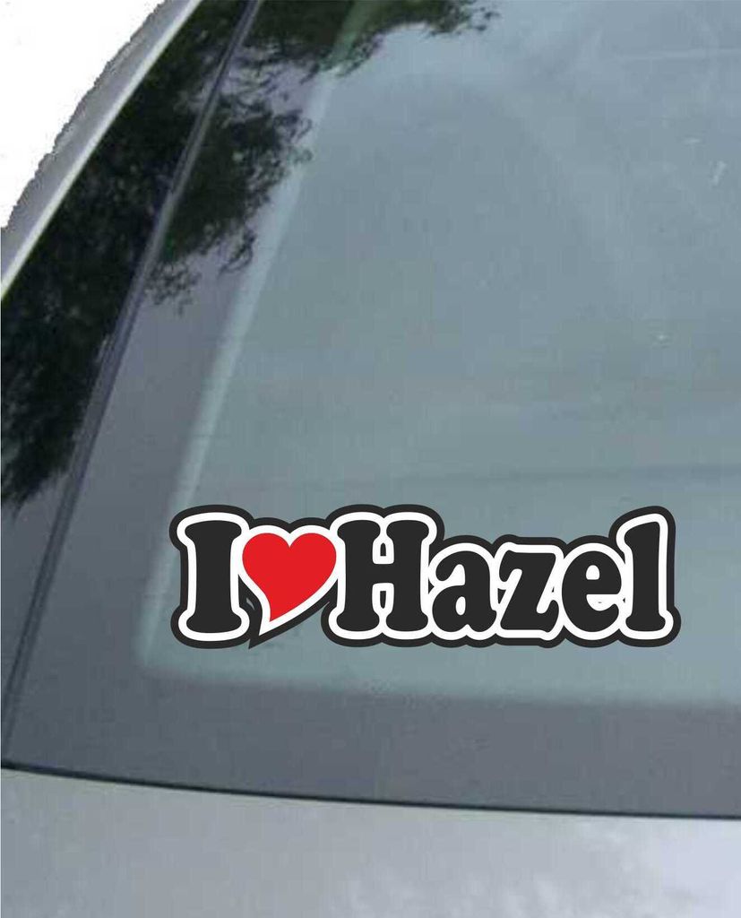 INDIGOS UG - Aufkleber / Autoaufkleber - I Love Heart - Ich liebe mit Herz 15 cm - I LOVE Hazel- Auto LKW Truck - Sticker mit Namen vom Mann Frau Kind