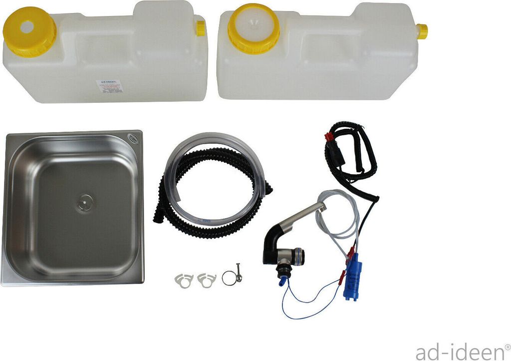 12V Camping Spüle Technik Set Waschbecken Spülbecken 354x325x150mm Womo T 4/5/6