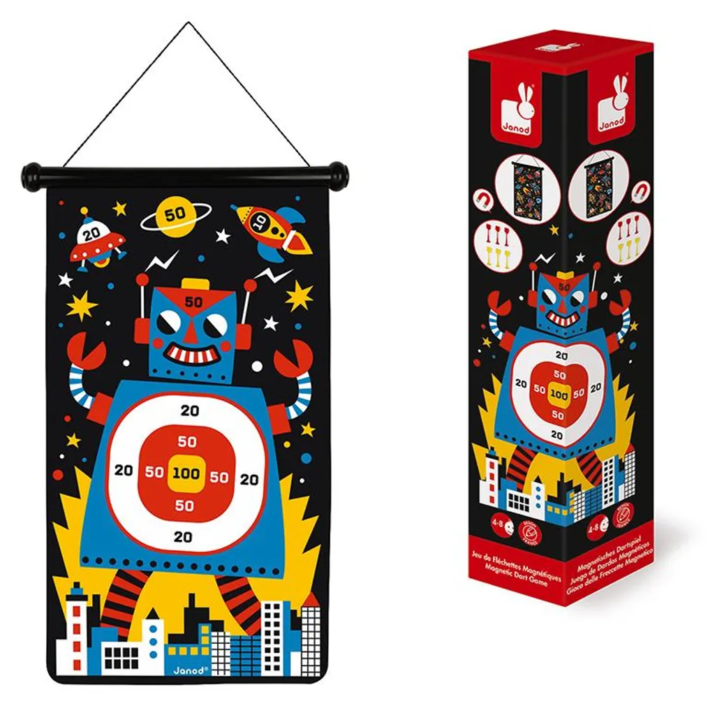 Janod Jeu de fléchettes magnétique Robot - Cible double face enfant