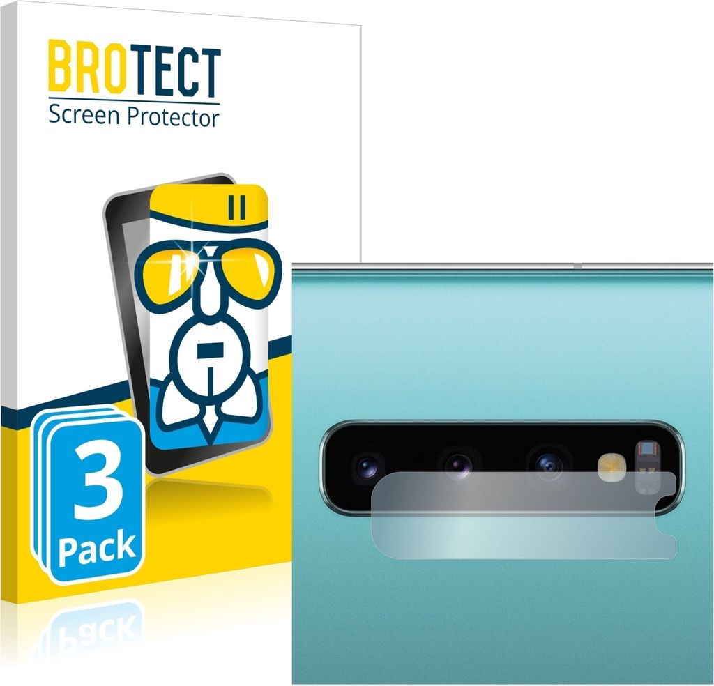 3x BROTECT Schutzglas für Samsung Galaxy S10 Plus (NUR Kameraschutz) Schutzfolie Panzer Folie Glas Display Schutz klar