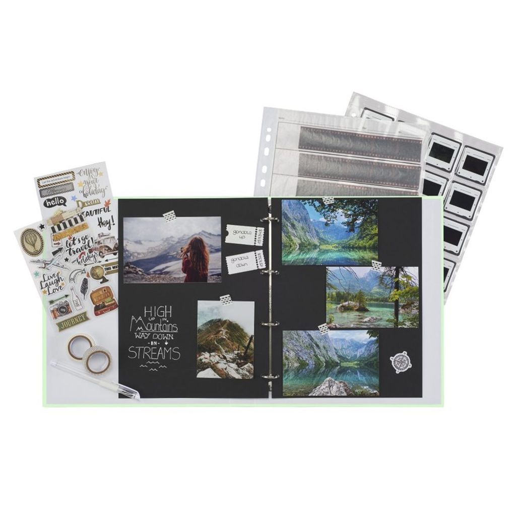 Hama Ordner mit 4-Ring Kombi-Mechanik, 39 mm Rückenbreite, Grün (00007550)